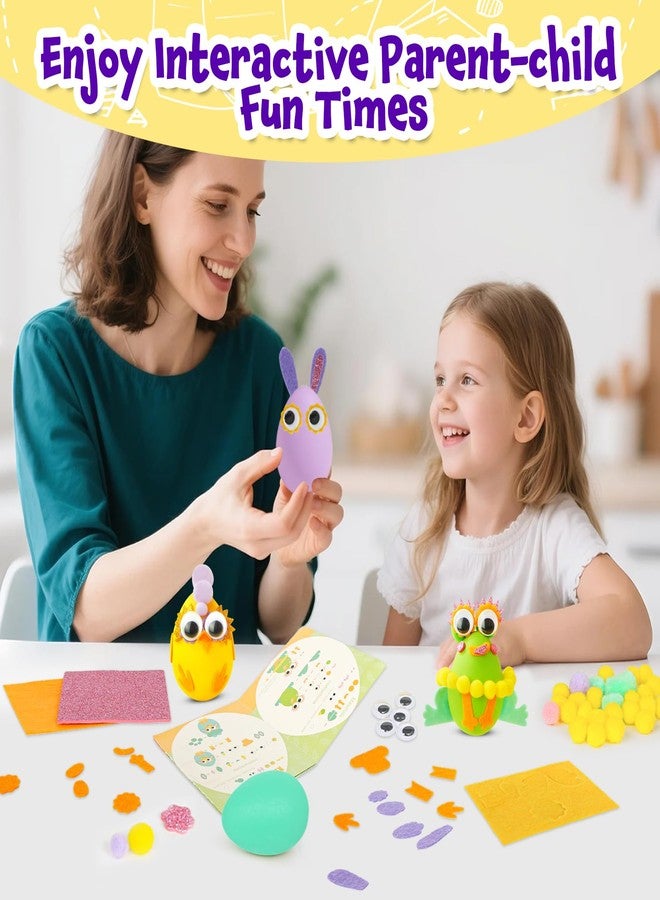 CZTCDP 6 Pcs Plastic Easter Egg Set - Pom Poms, Felt Egg Decorations DIY Craft Hunts Activity Kits, Christmas Easter Art Activity Gifts for Home-School Kids, Both Boys and Girls Age 2-6 - Image 5